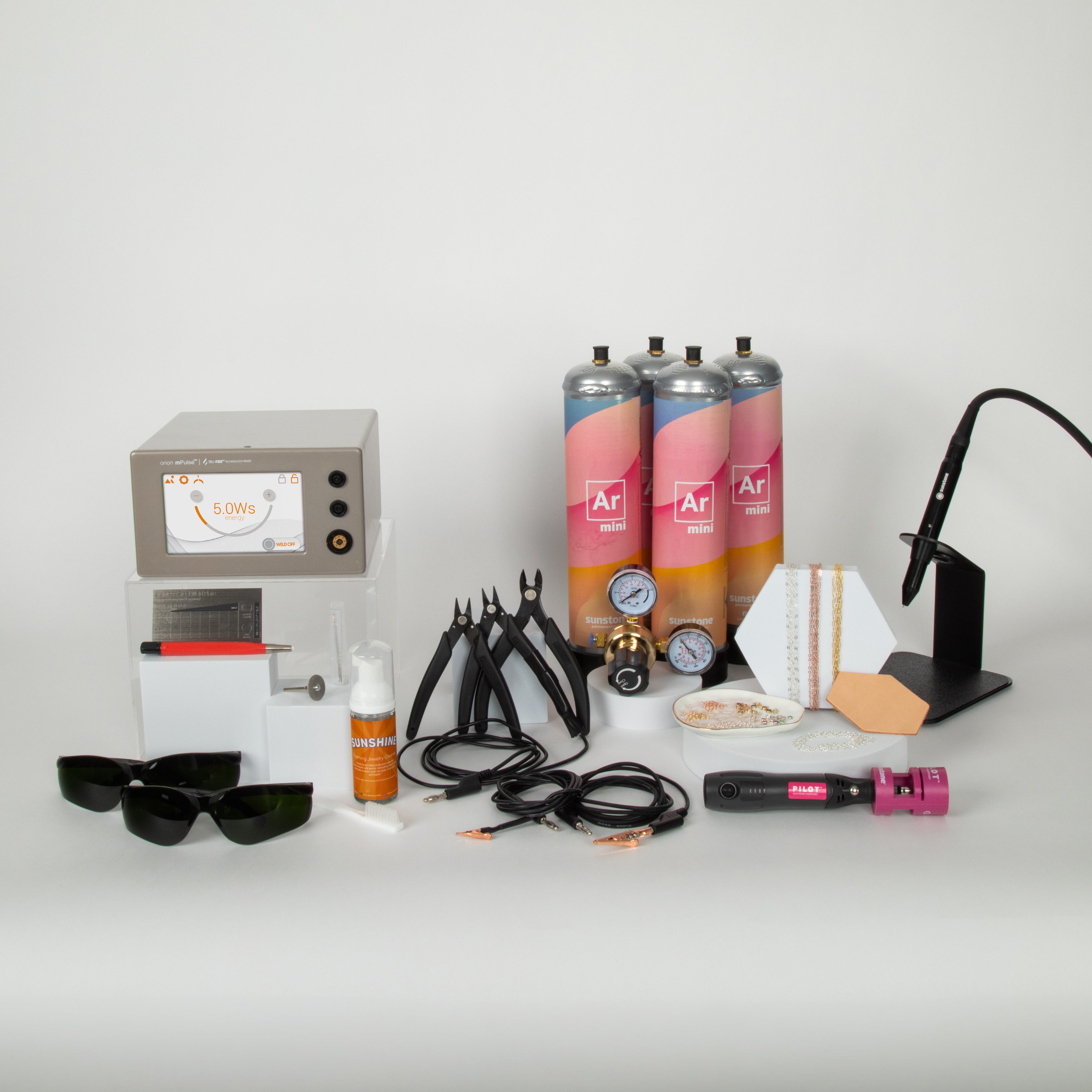 Platinum Permanent Jewelry Starter Kit with a Black Stylus and Orion mPulse®