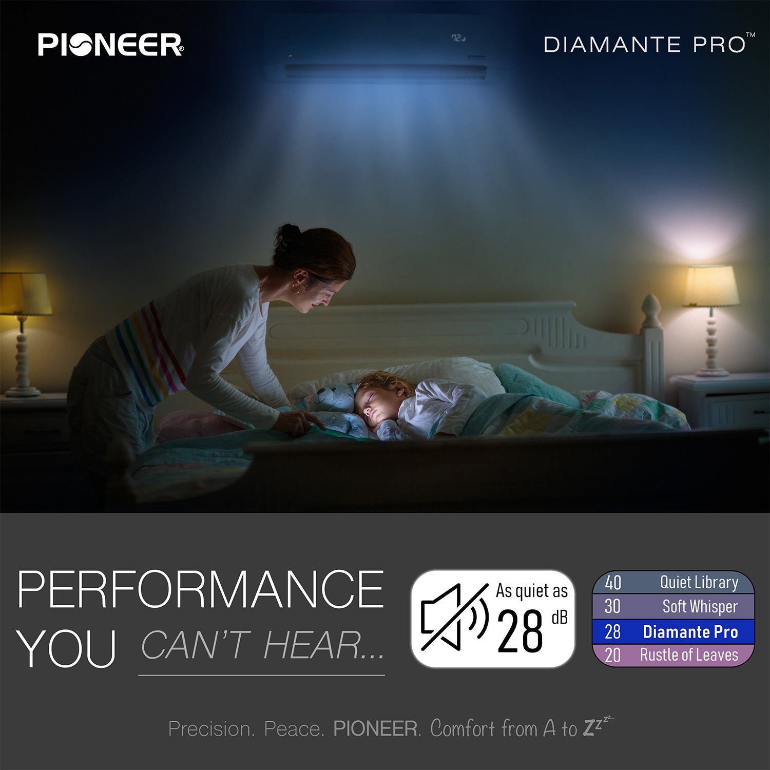 Pioneer® Diamante Pro™ 18,000 BTU 21 SEER2 230V High-Wall Ductless Mini-Split Air Conditioner Inverter Heat Pump with 16 Ft. Kit