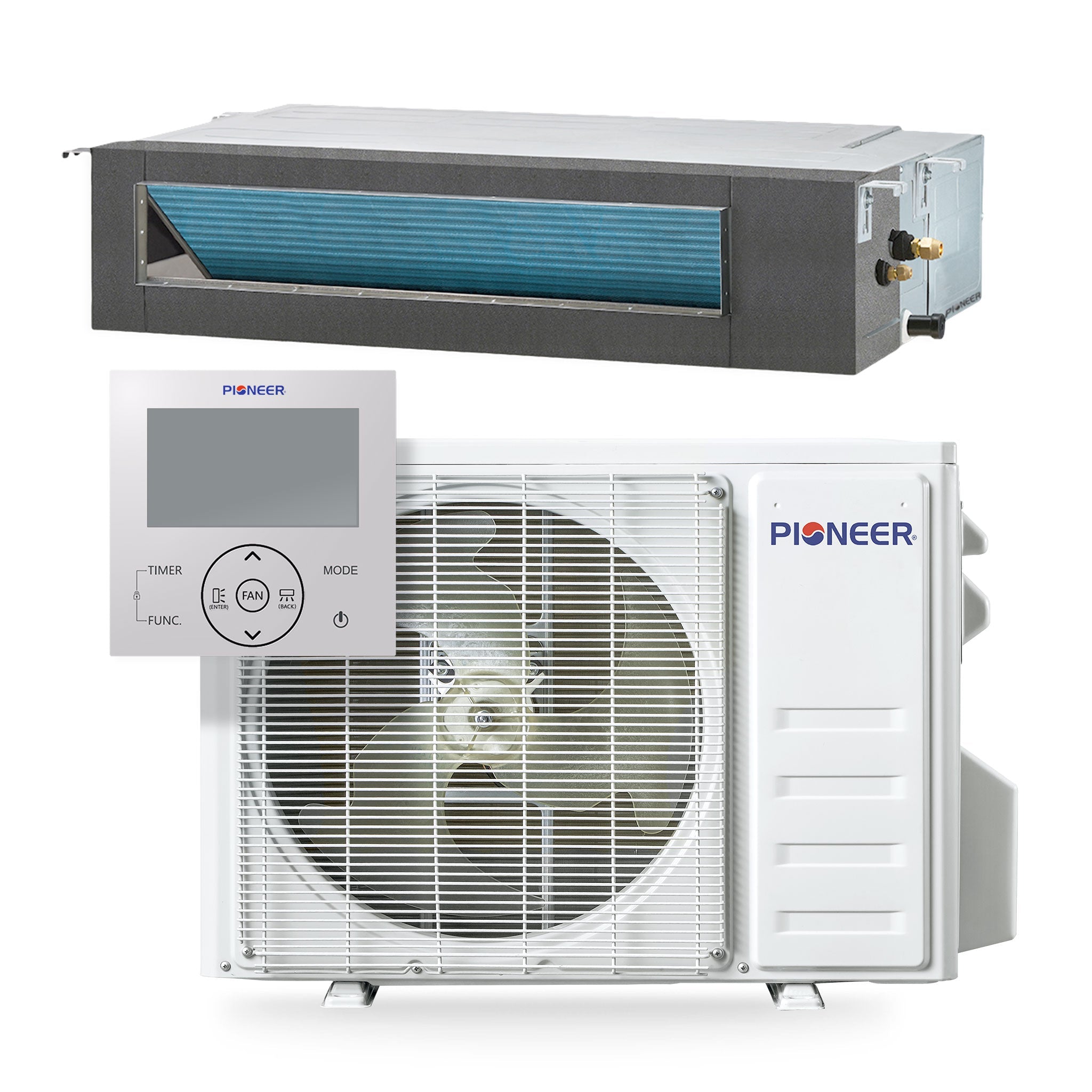 Pioneer® Quantum Ultra™ 18,000 BTU 21 SEER2 230V Ceiling Concealed Ducted Mini-Split Air Conditioner Inverter Heat Pump Full Set